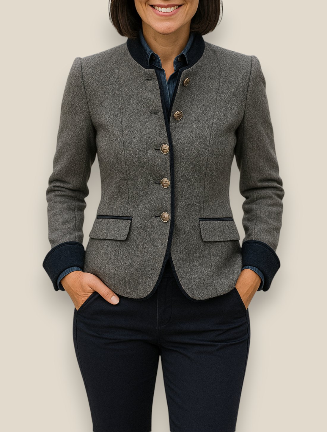 Women’s Elegant Winter Coat - Slim Fit Jacket With Stand Collar