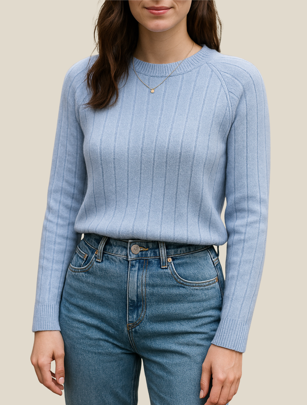 Women’s Knitted Long Sleeve Jumper, Crewneck Pullover, Relaxed Fit Sweatshirt