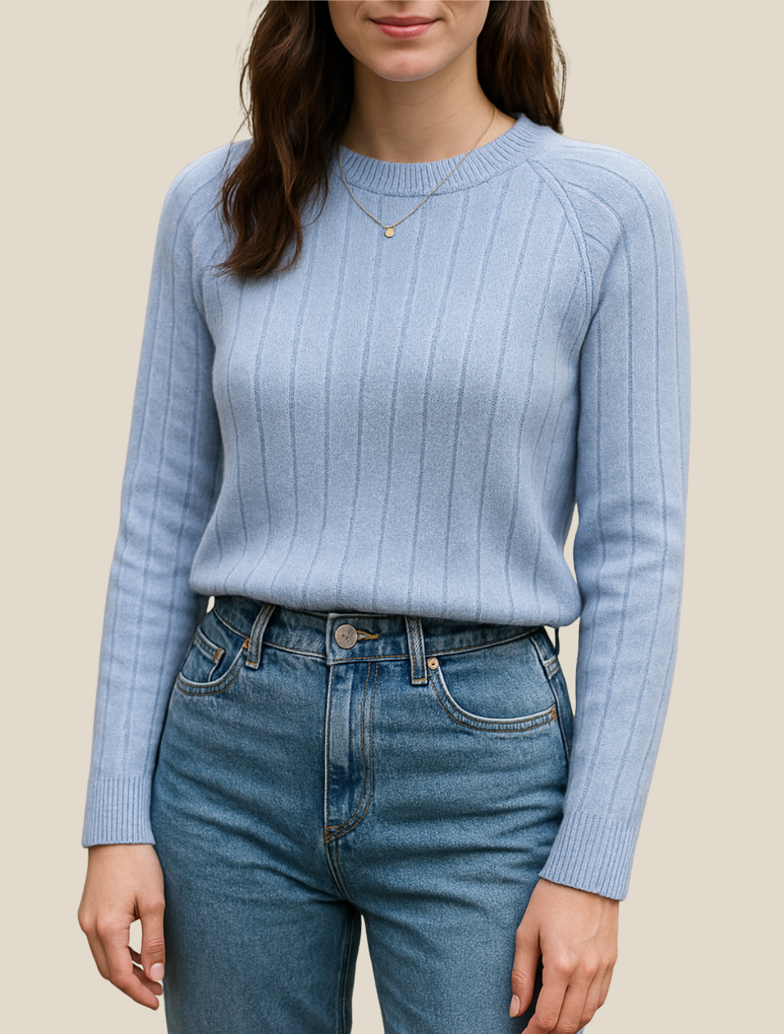 Women’s Knitted Long Sleeve Jumper, Crewneck Pullover, Relaxed Fit Sweatshirt