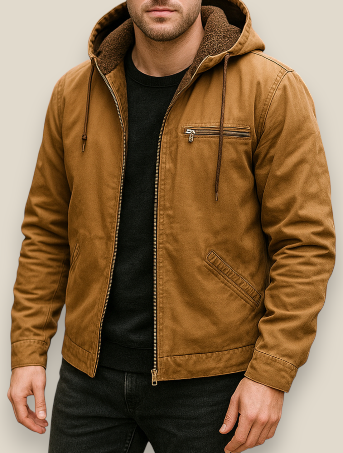 Men’s Hooded Waterproof Jacket - Outdoor Zip-Up Windbreaker