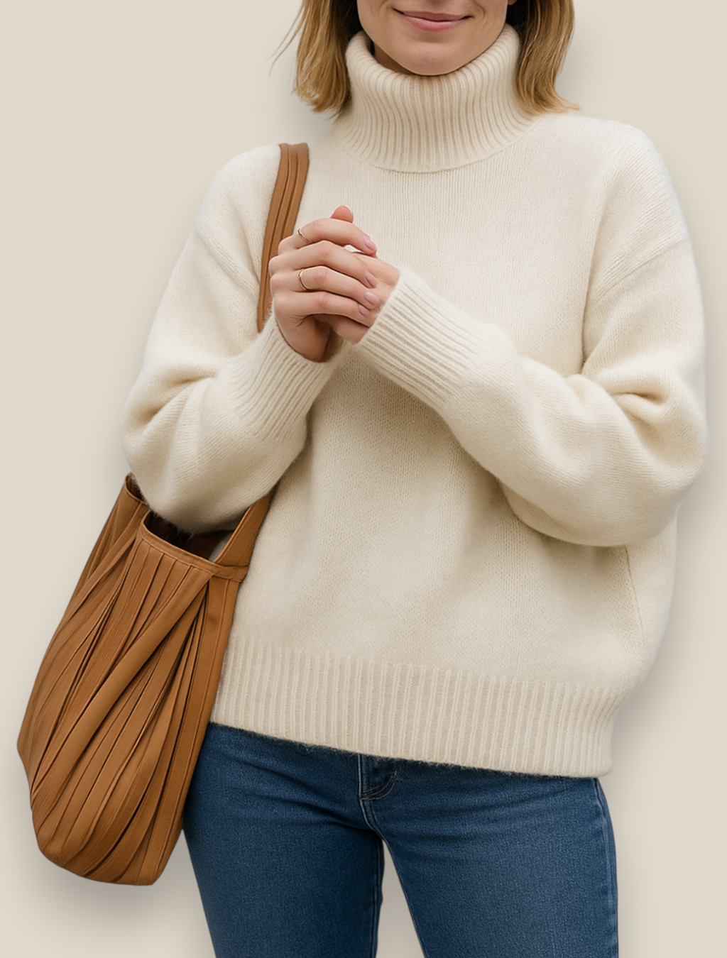 Women’s Turtleneck Jumper, Thick Knitted Sweater, Winter Office Knitwear