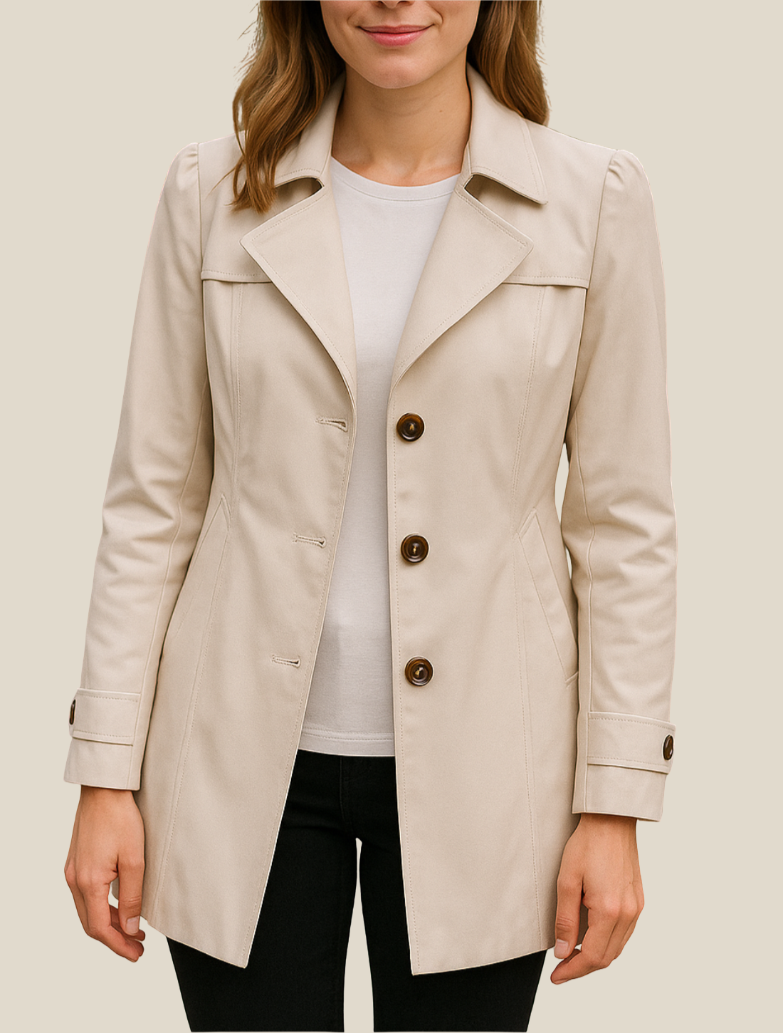 Women’s Elegant Trench Coat, Single-Breasted Mid-Length Windbreaker Winter Outerwear