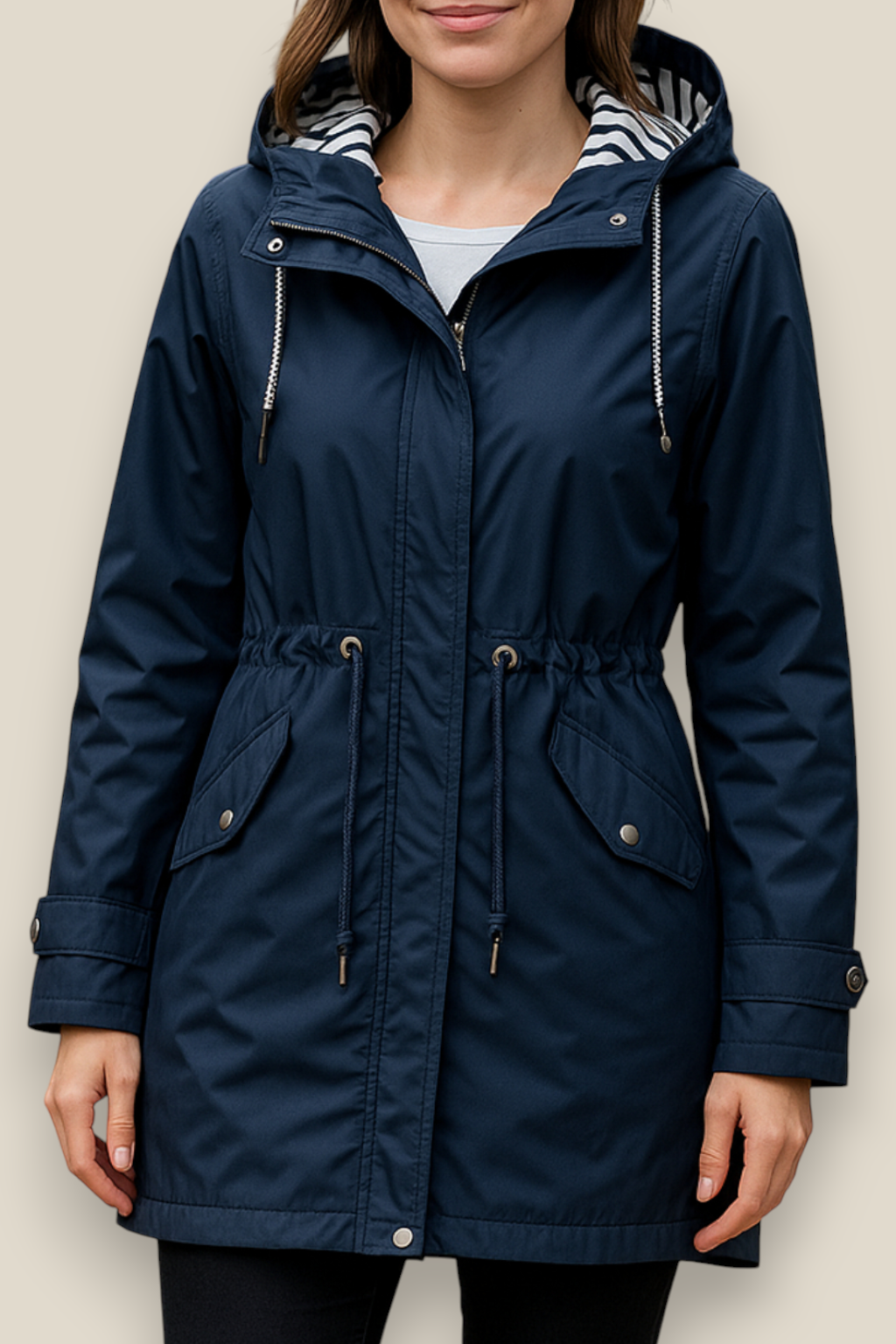 Women’s Waterproof Raincoat, Lightweight Trench Jacket, Casual Outdoor Coat