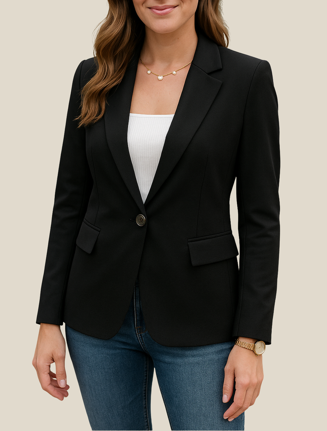 Women’s Blazer Jacket, Elegant Long Sleeve Business Coat, Smart Casual Workwear
