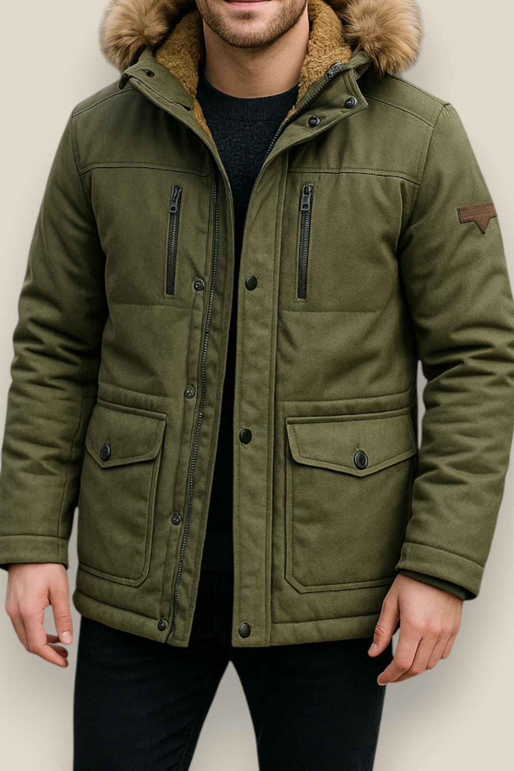 Men’s Winter Parka Jacket - Thick Velvet Outdoor Coat