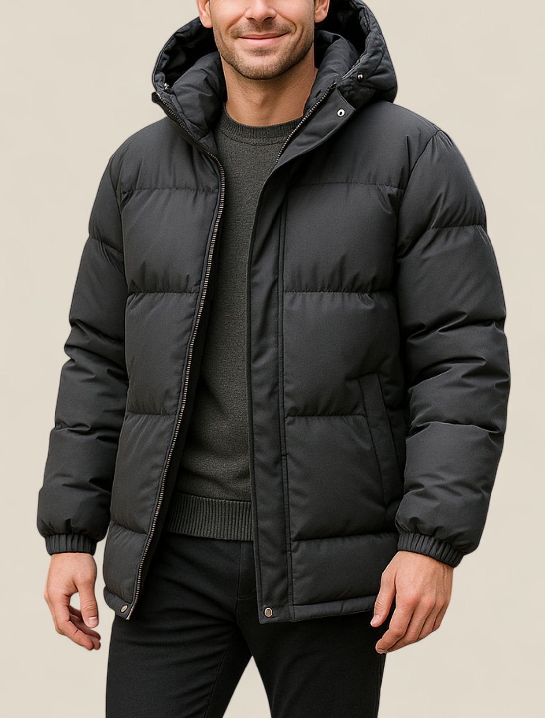 Men’s Hooded Puffer Jacket, Thick Padded Winter Coat, Warm Casual Parka