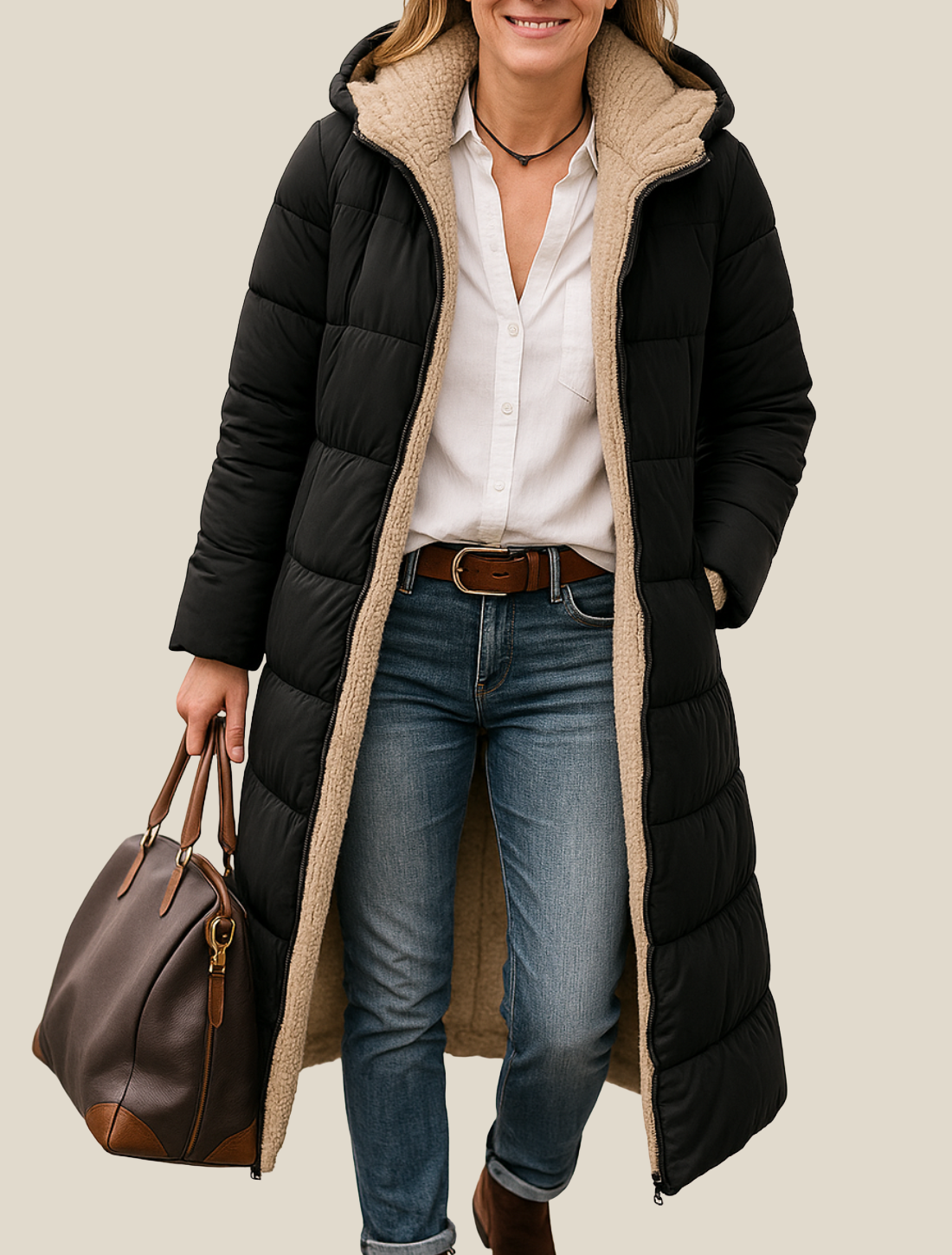 Women’s Hooded Winter Jacket, Long Warm Puffer Coat for Cold Weather And Daily Commuting