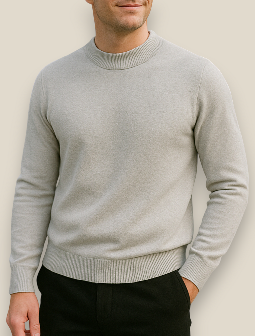 Men’s Half Turtleneck Jumper, Warm Knit Sweater, Casual High Neck Pullover