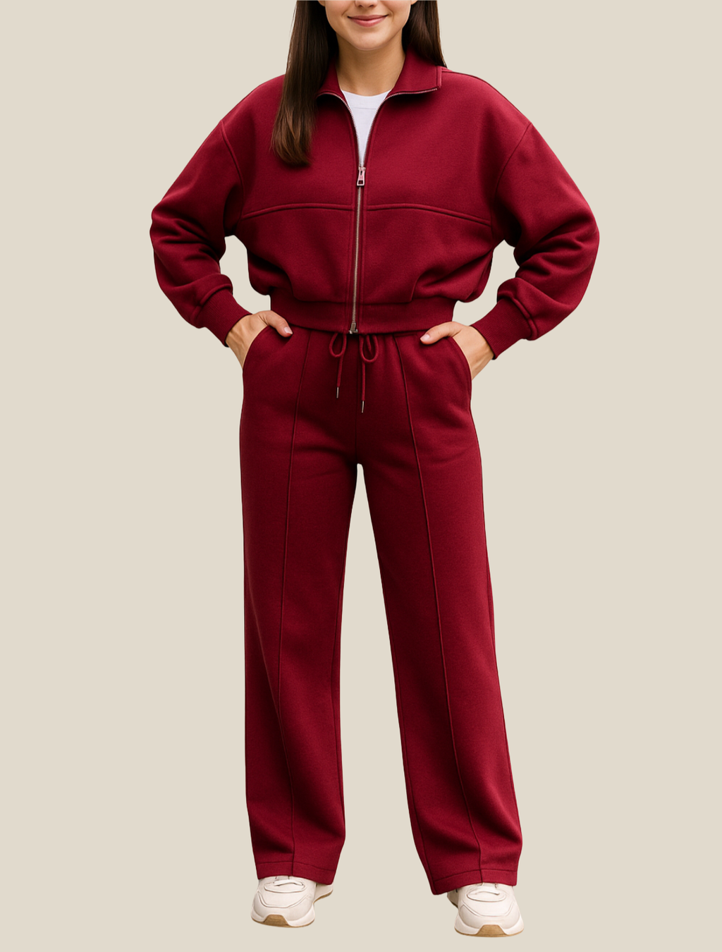Women’s Two-Piece Tracksuit Set, Zip Jacket And Pants, Casual Sportswear Outfit