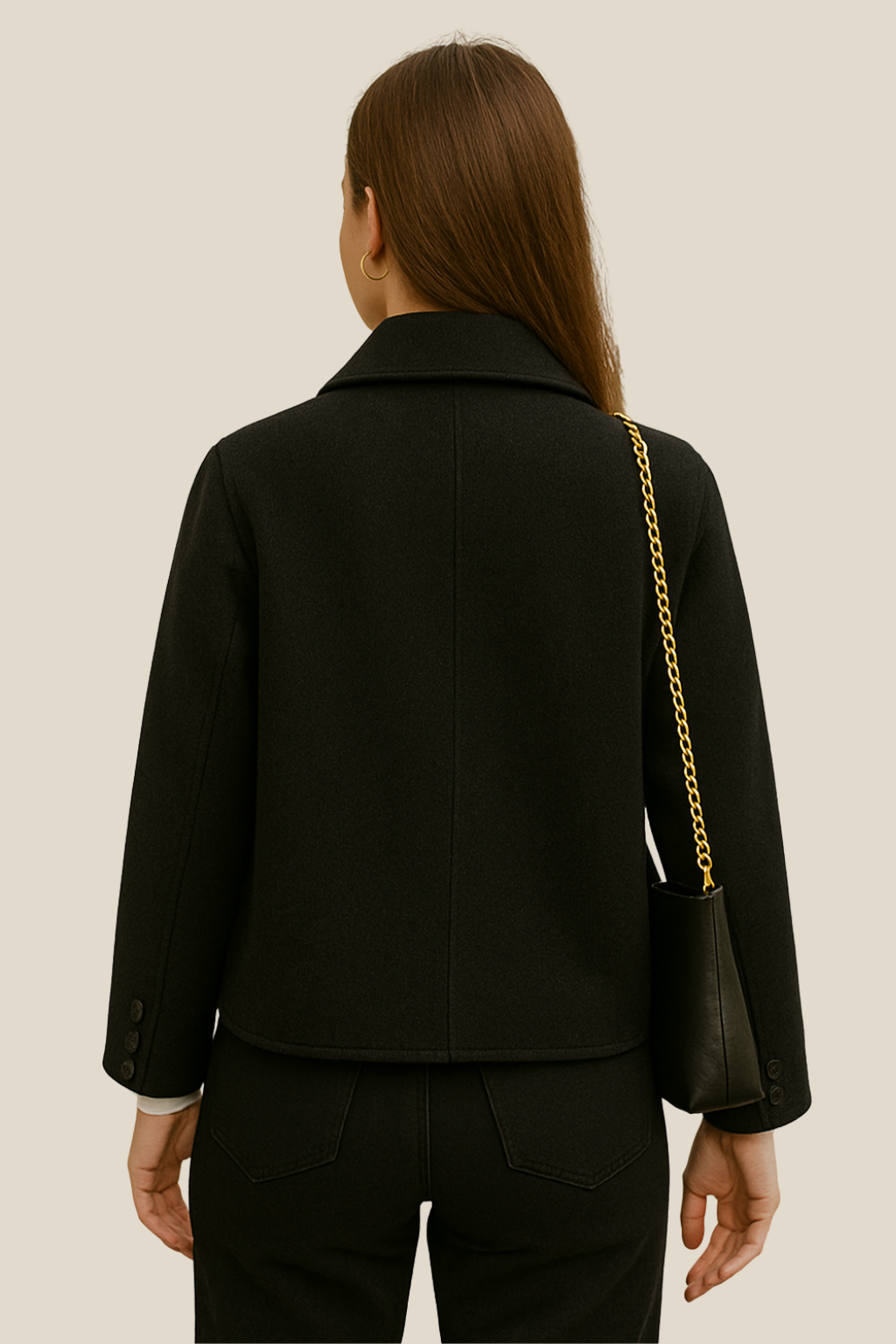 Women’s Wool Coat, Short Button-Up Elegant Jacket, Warm Winter Sweater