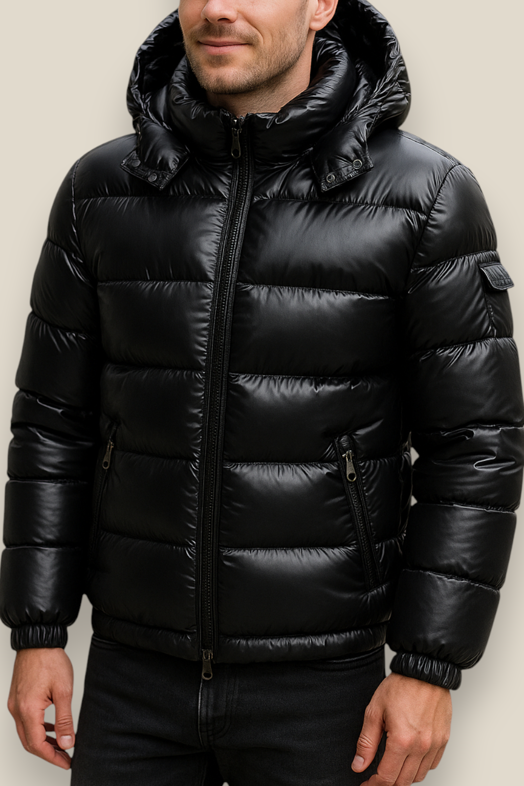 Men’s Waterproof Puffer Jacket - Glossy Down Winter Parka