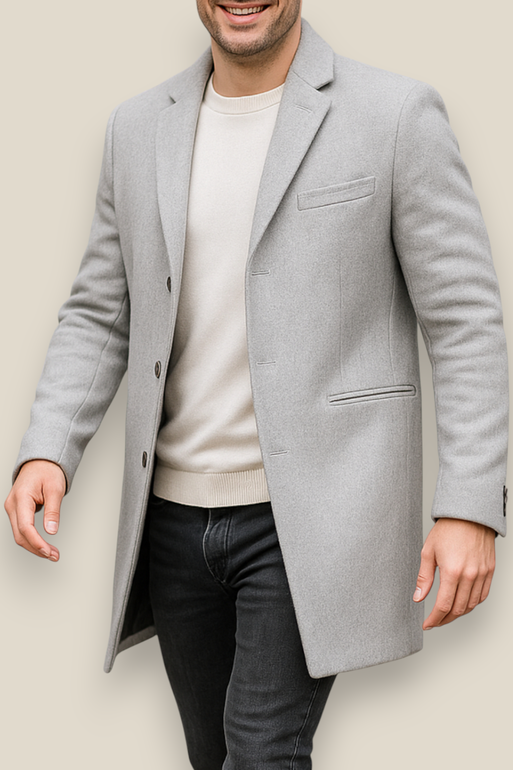 Men’s Winter Trench Coat, Formal Long Overcoat, Warm Smart Casual Jacket