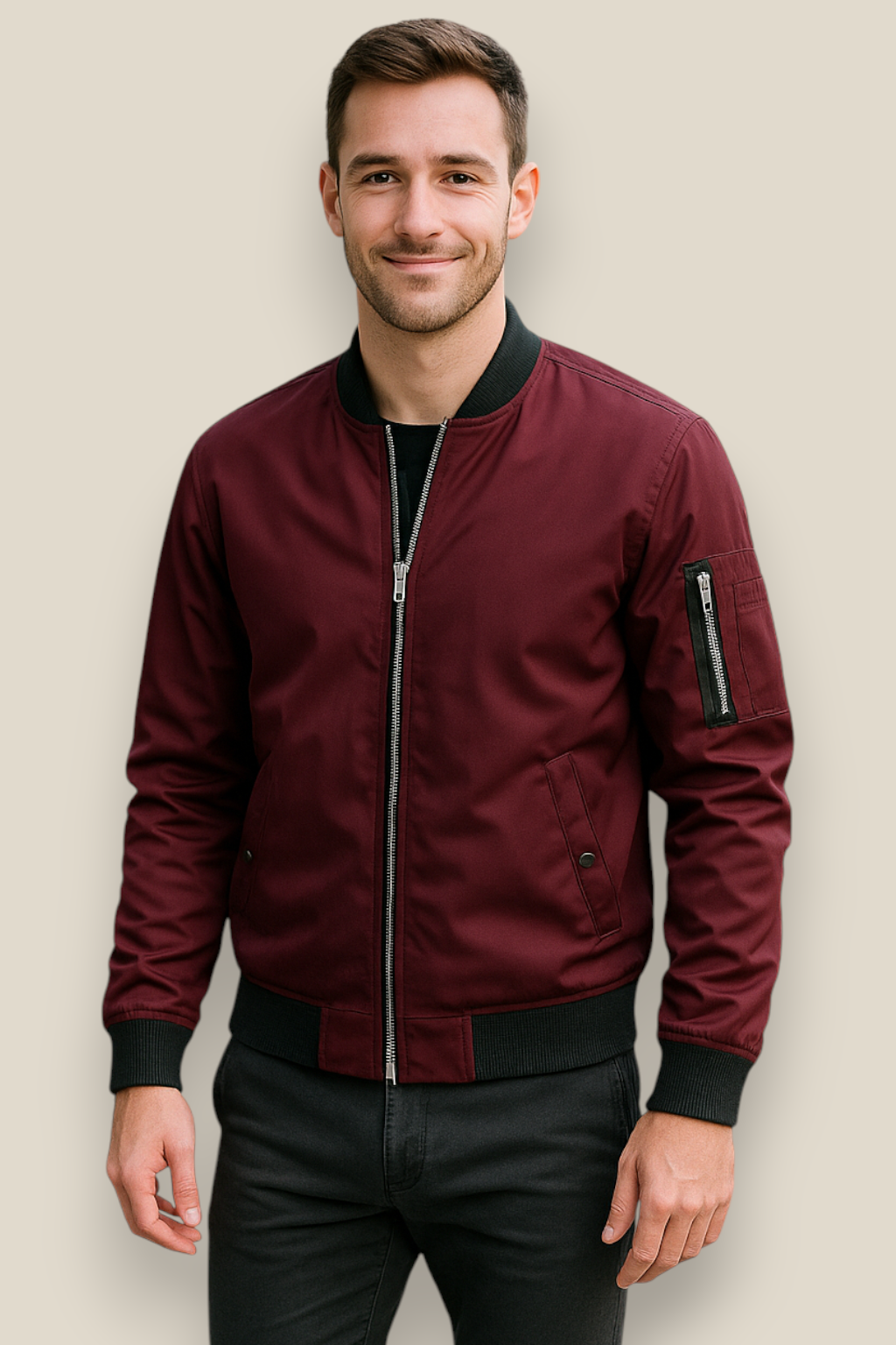 Men’s Windbreaker Jacket, Windproof Lightweight Winter Coat, Warm Outerwear