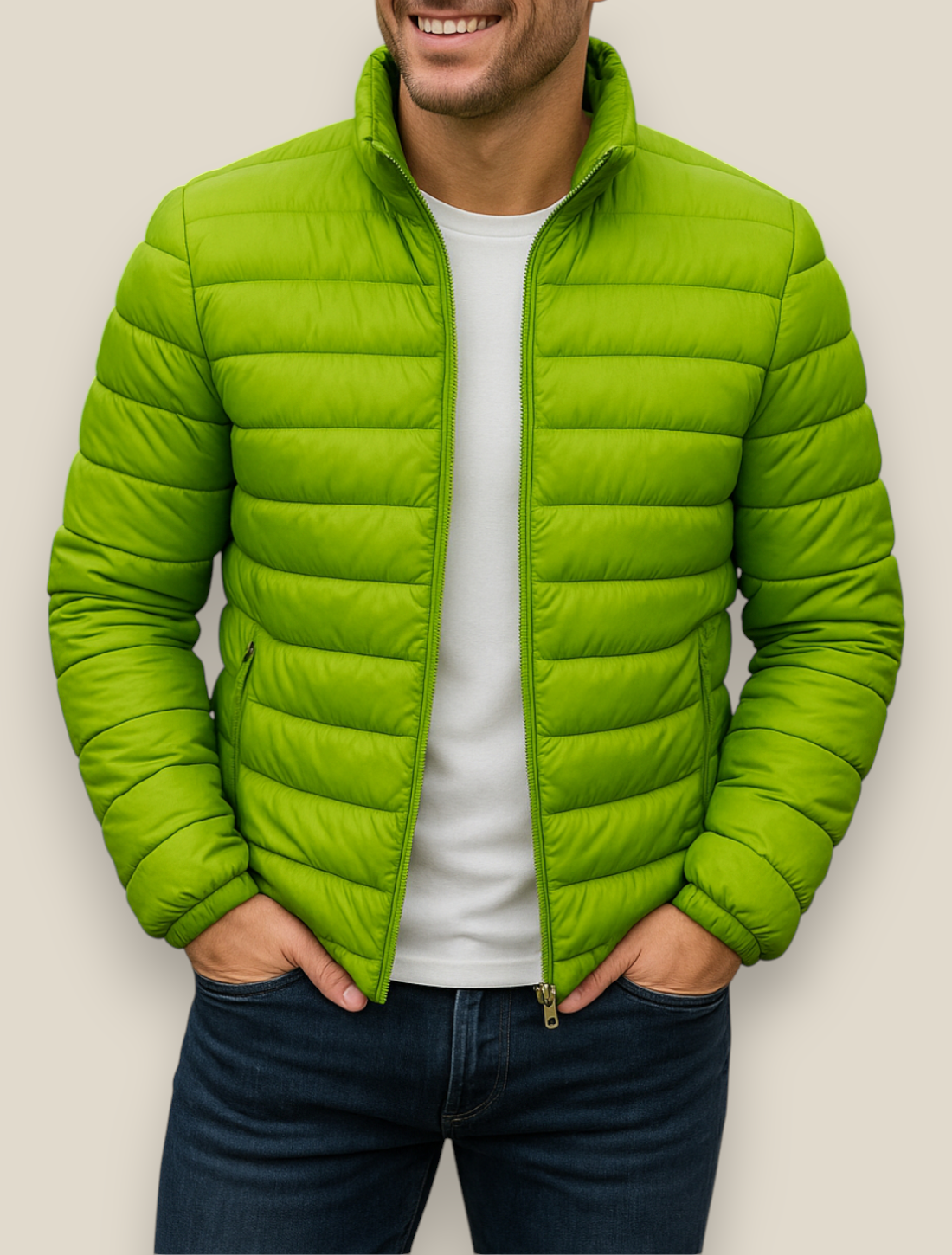 Men’s Down Puffer Jacket, Winter Padded Casual Windbreaker Coat, Thick Warm Overcoat