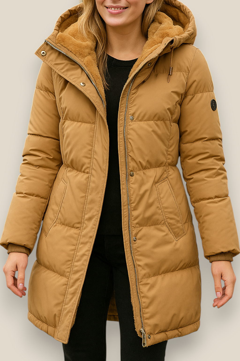 Women’s Hooded Winter Coat, Long Thick Elegant Casual Jacket, Lined Warm Outerwear