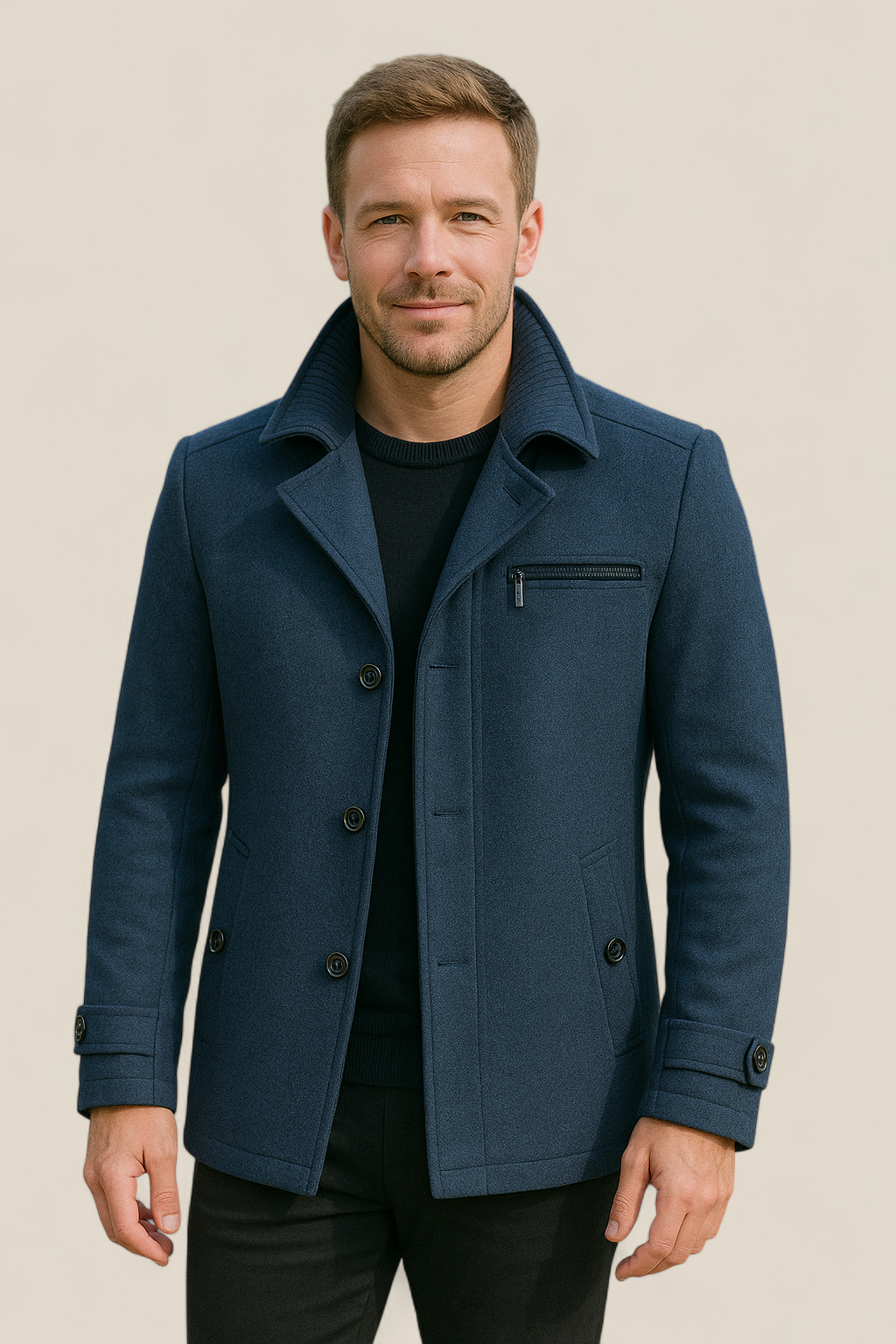 Men’s Wool Jacket - Slim Fit Business Casual Winter Coat
