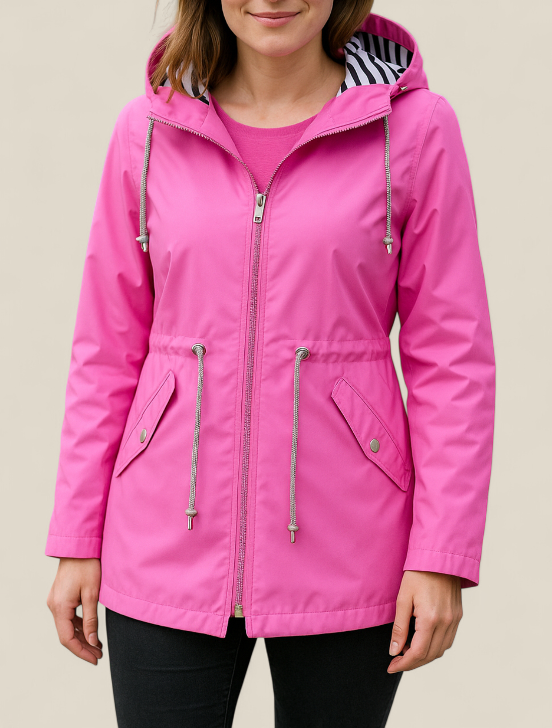Women’s Waterproof Raincoat, Lightweight Hooded Trench Jacket, Warm Outdoor Coat