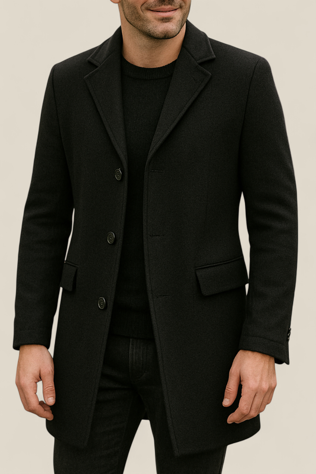 Men’s Long Trench Coat - Casual Single-Breasted Lightweight Jacket
