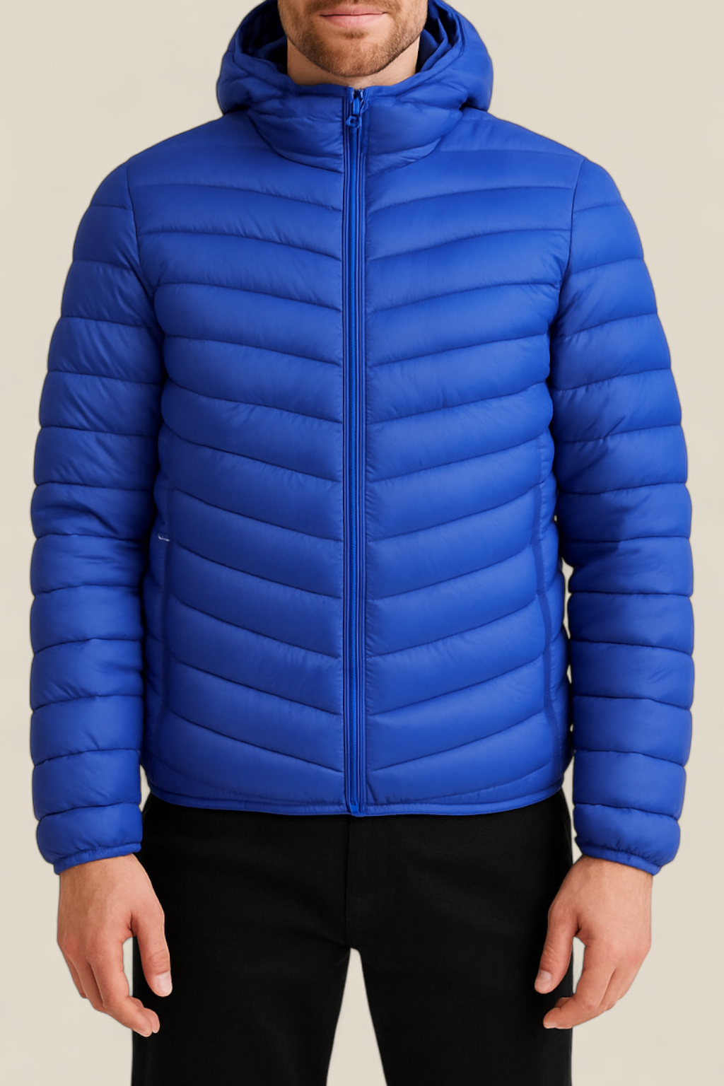 Men’s Lightweight Down Jacket - Winter Hooded White Duck Feather Coat