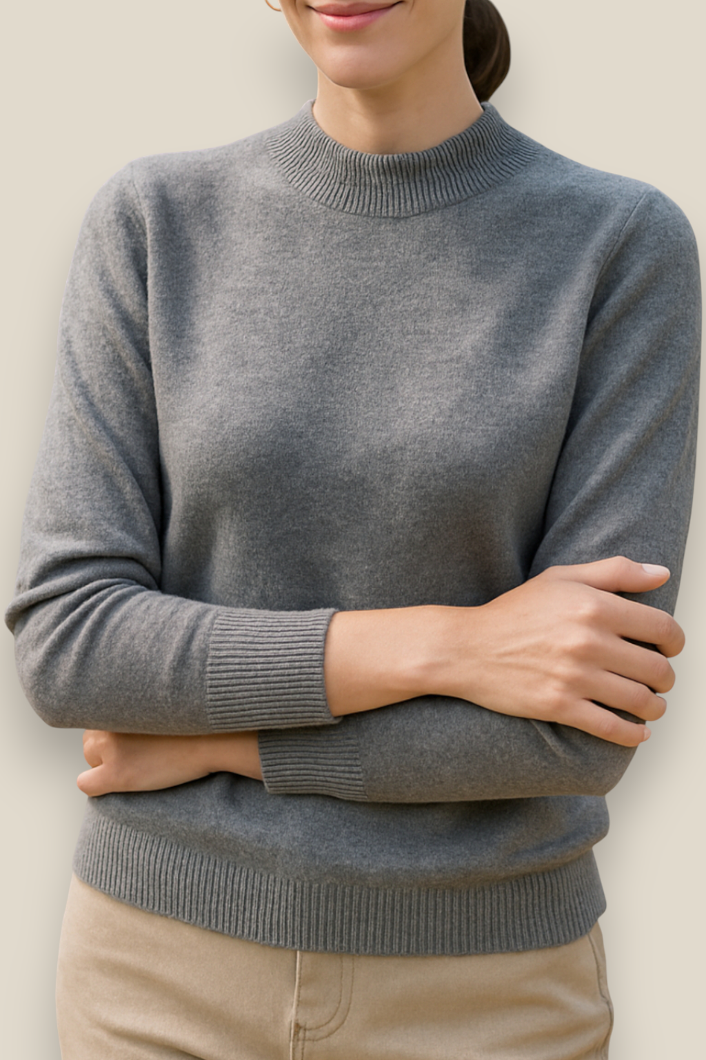 Women’s Merino Wool Jumper - Soft Knit Mock Neck Pullover Sweater