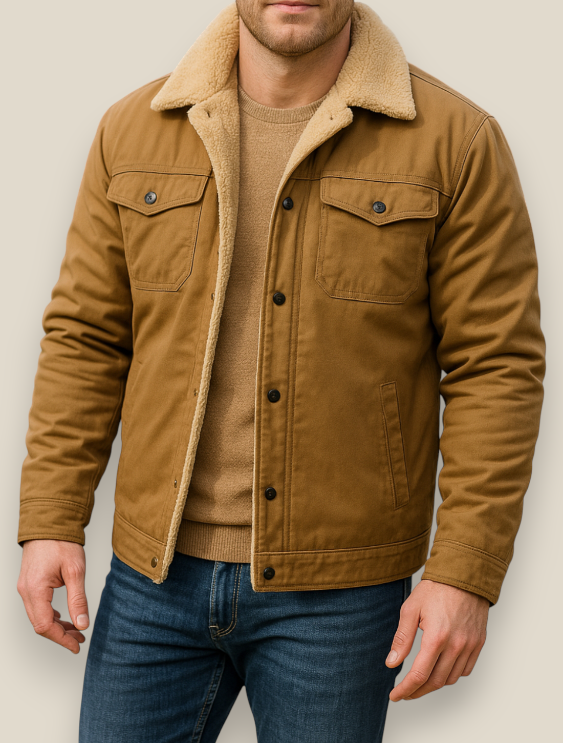 Men’s Winter Fleece Lined Jacket, Thick Warm Plush Coat, Casual Winter Outerwear