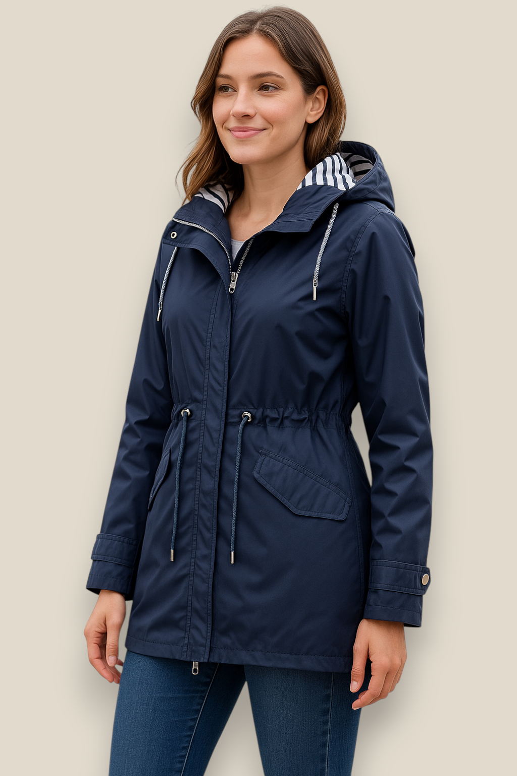 Women’s Waterproof Parka Jacket - Lightweight Hooded Trench coat
