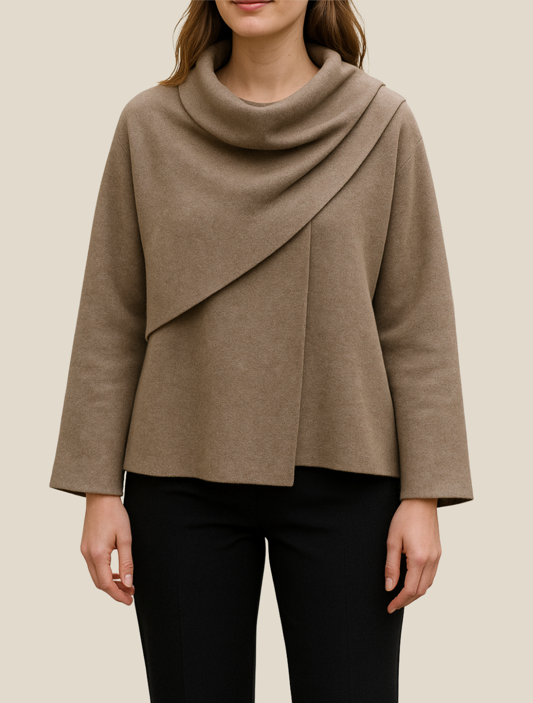 Women’s Elegant Long Cape Cardigan, Winter Knitted Scarf Styled Warm Jacket