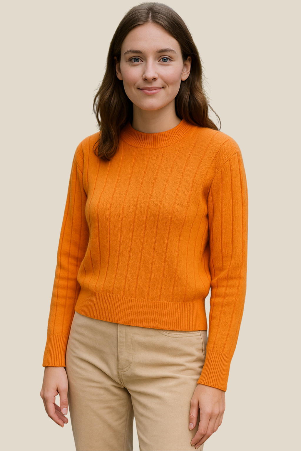 Women’s Knitted Long Sleeve Jumper, Crewneck Pullover, Relaxed Fit Sweatshirt