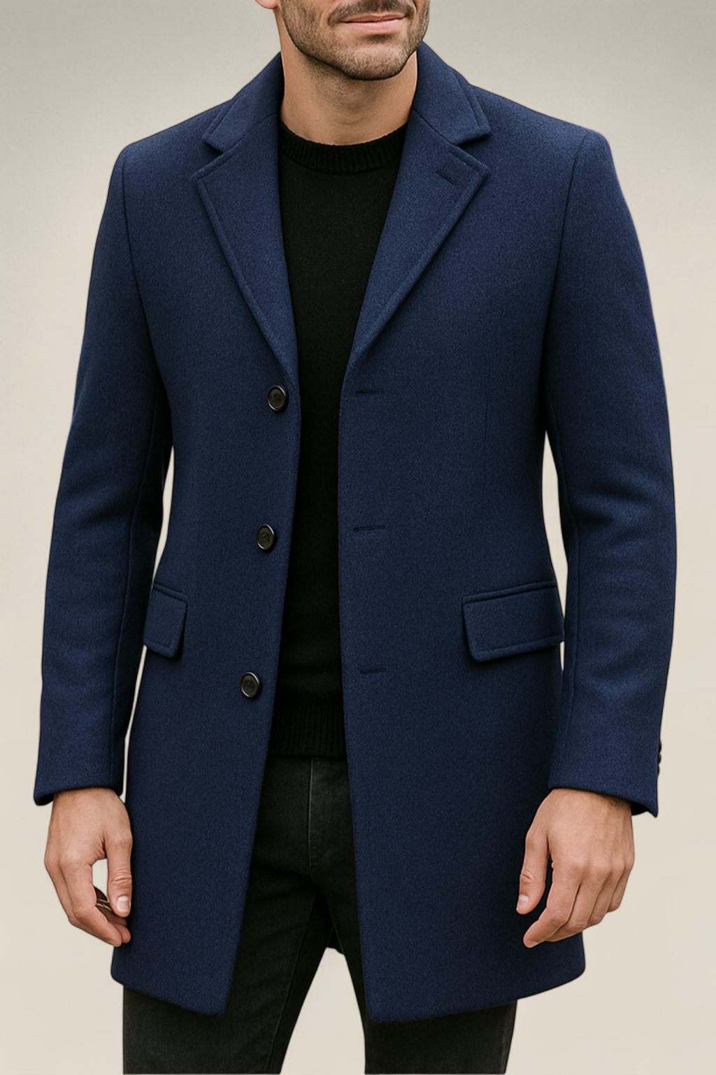 Men’s Long Trench Coat - Casual Single-Breasted Lightweight Jacket