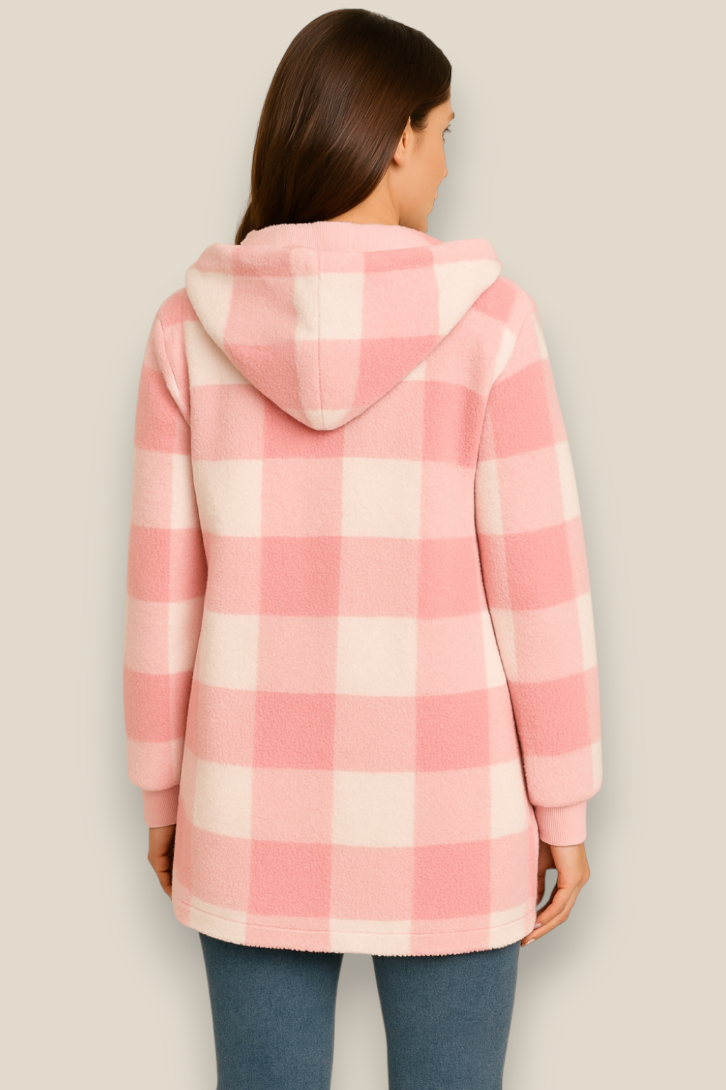Women’s Plaid Hooded Flannel  Coat - Fleece Warm Winter Jacket
