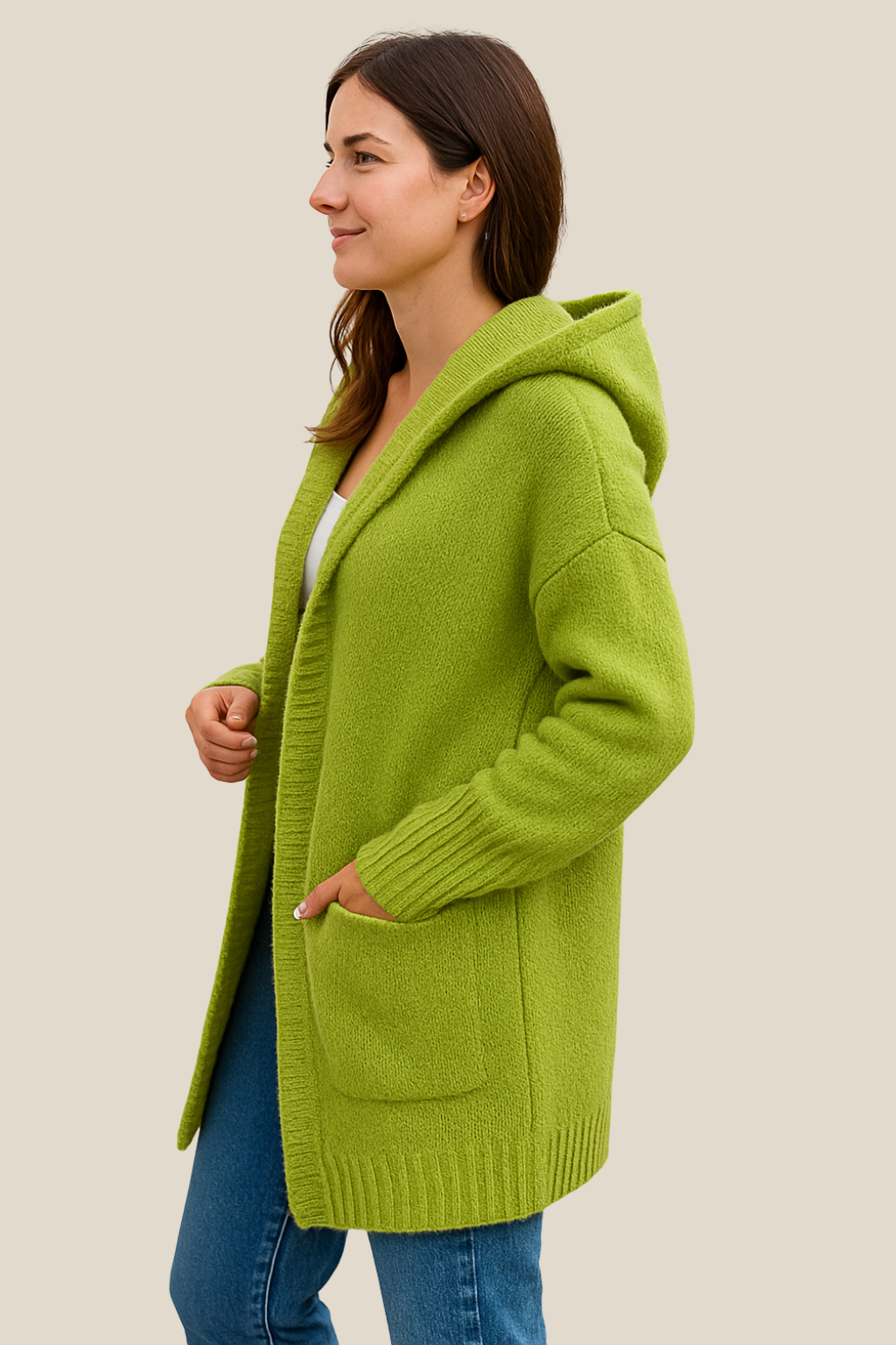 Women’s Knitted Long Cardigan Coat, Relaxed Fit Batwing Sleeve Sweater Jacket For Winter