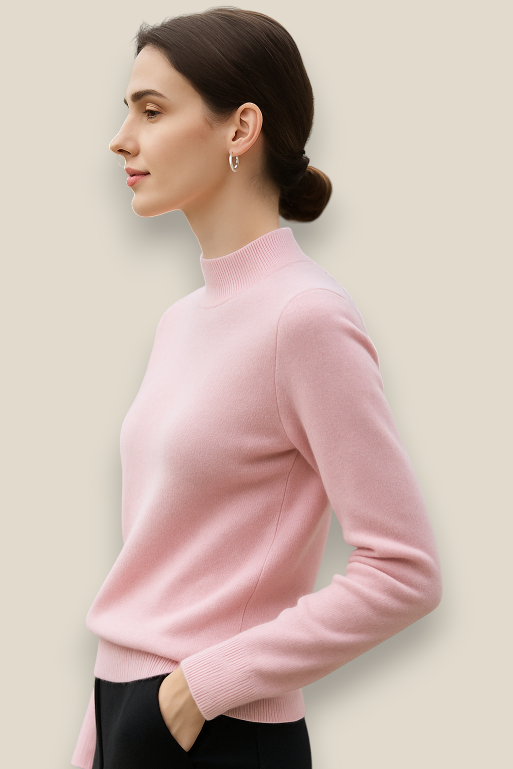 Women’s Wool Jumper, Seamless Knitted Sweater, Long Sleeve Winter Top