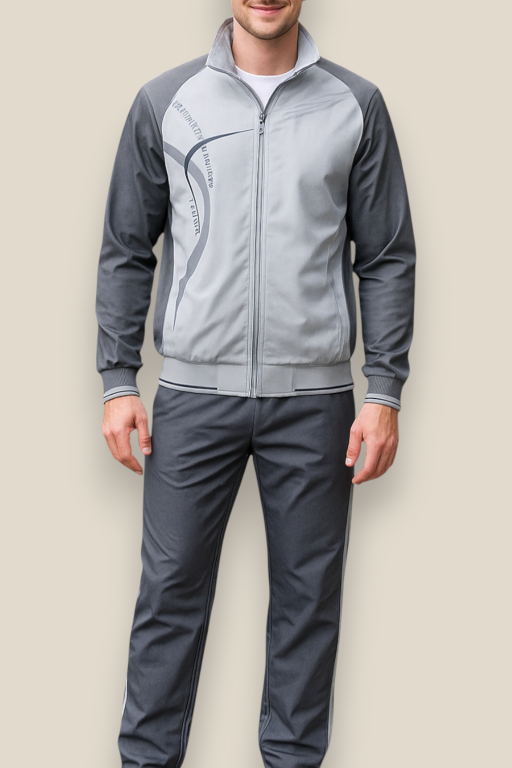 Men’s Sportswear Set - Two-Piece Jacket And Jogging Tracksuit Set
