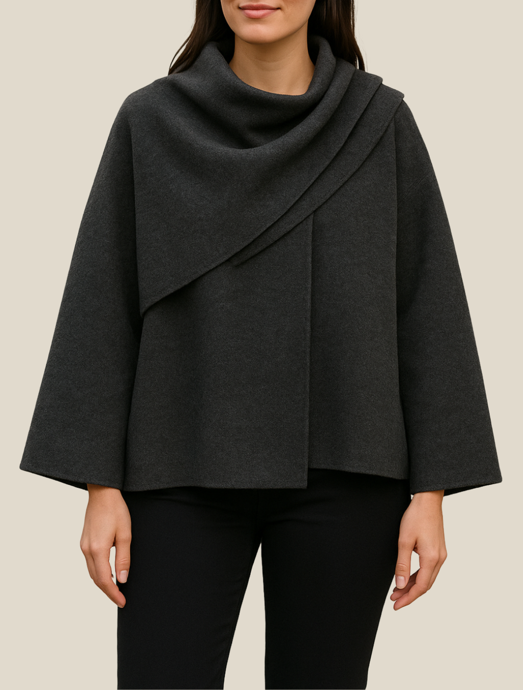 Women’s Elegant Long Cape Cardigan, Winter Knitted Scarf Styled Warm Jacket