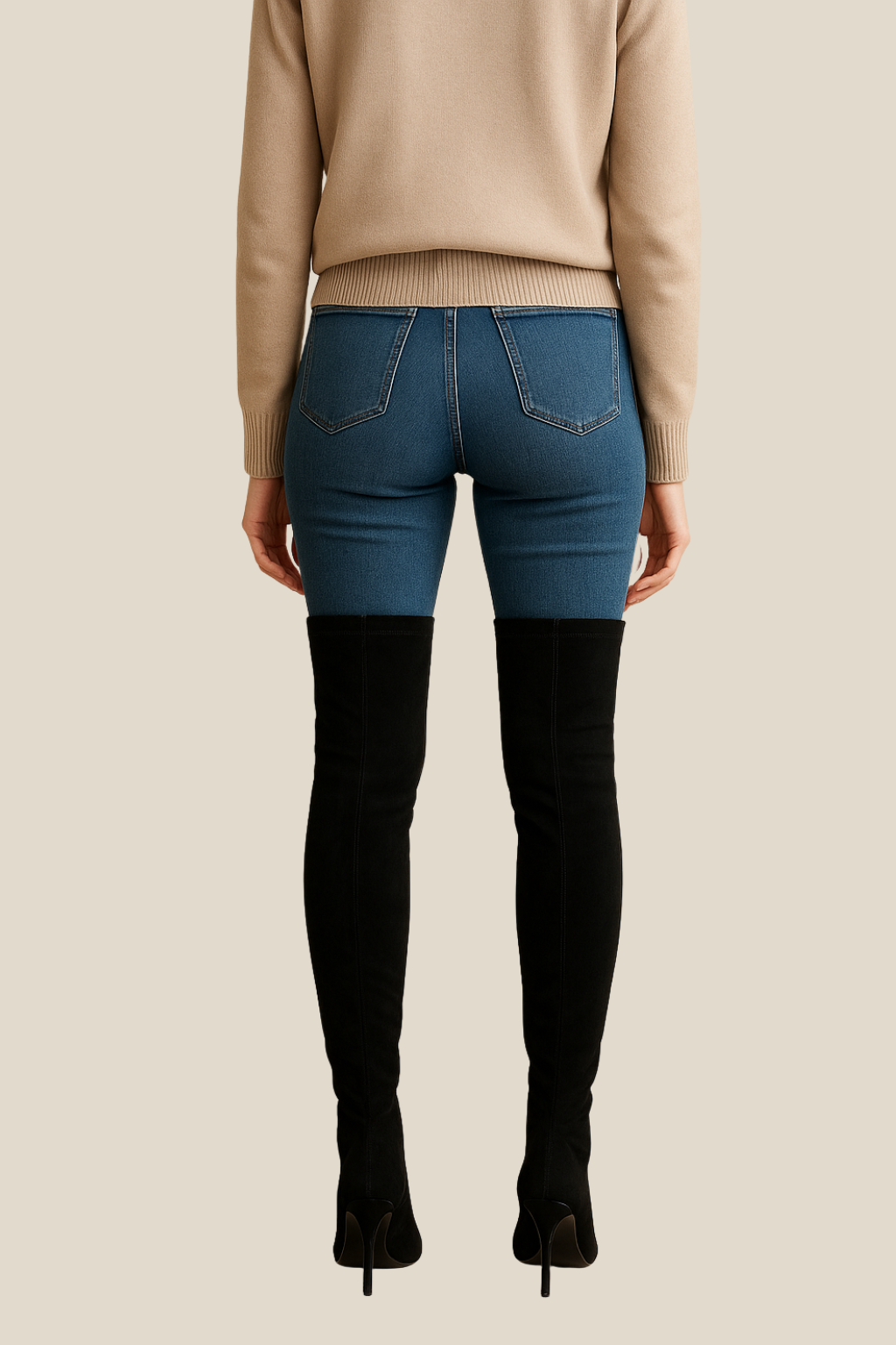 Women’s Over The Knee Boots, Suede Pointed Toe High Heels, Stretch Slim Fit Winter Boots