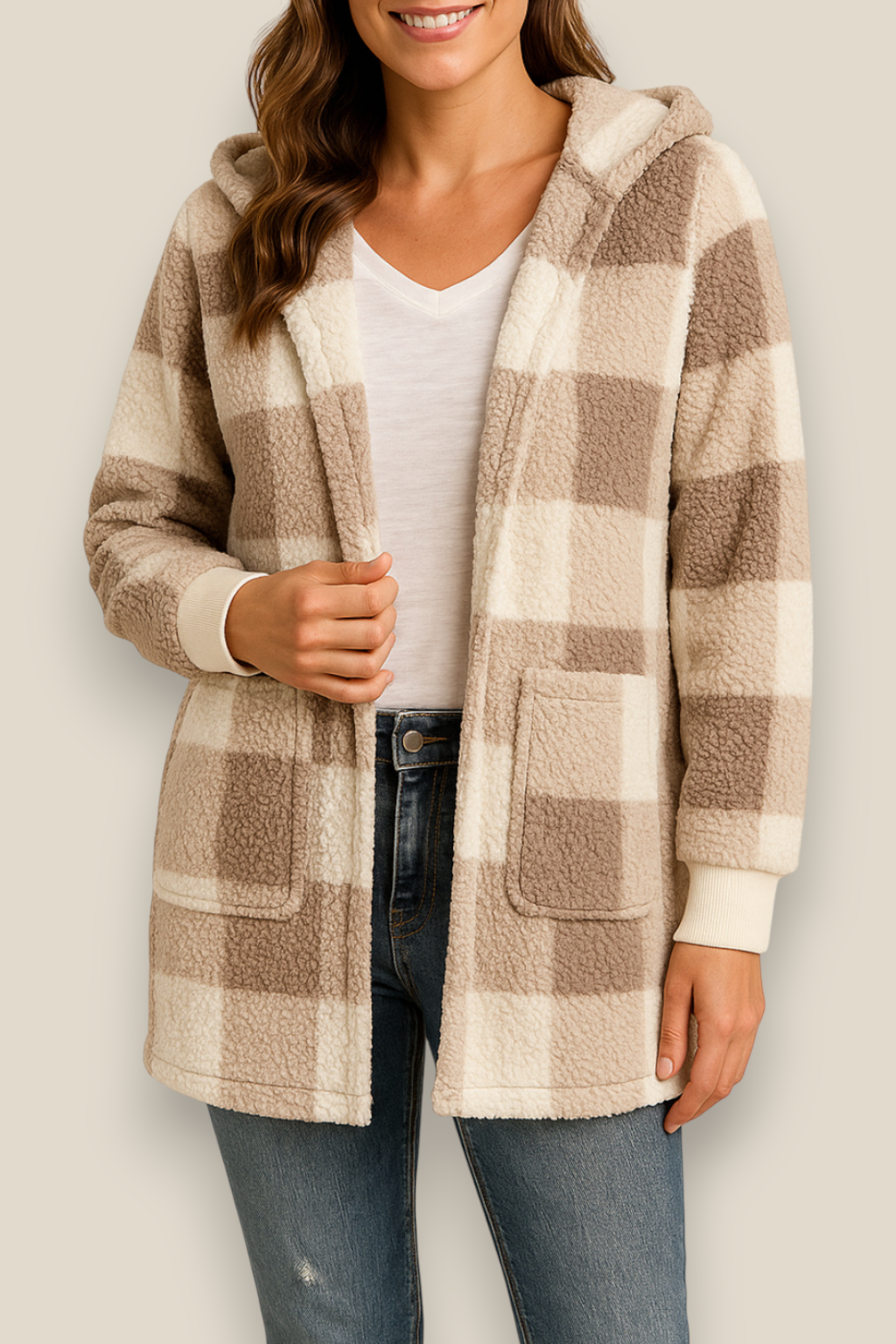 Women’s Plaid Hooded Flannel  Coat - Fleece Warm Winter Jacket