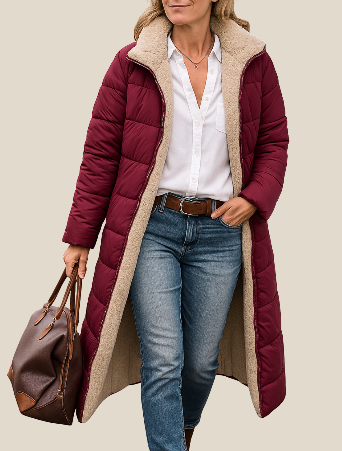 Women’s Hooded Winter Jacket, Long Warm Puffer Coat for Cold Weather And Daily Commuting
