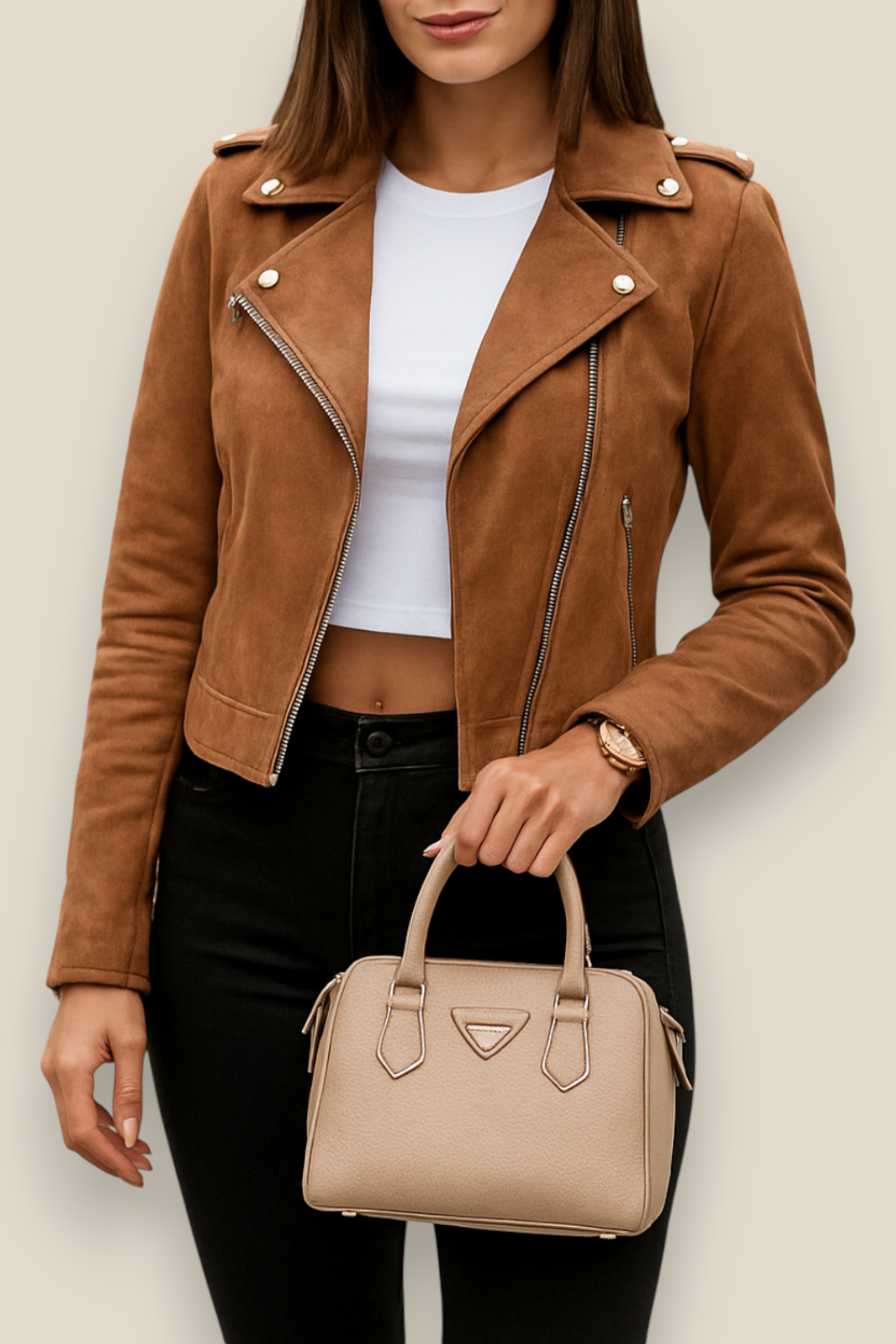 Women’s Suede Velvet Jacket, Short Side Zip Casual Winter Coat, Comfort Winter Wear