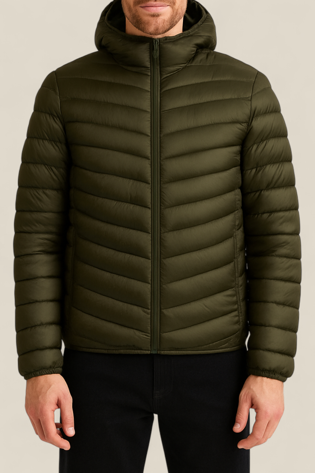 Men’s Lightweight Down Jacket - Winter Hooded White Duck Feather Coat