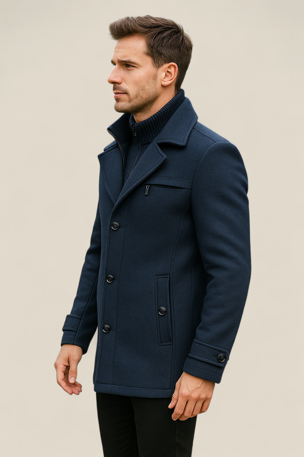 Men’s Wool Jacket - Slim Fit Business Casual Winter Coat