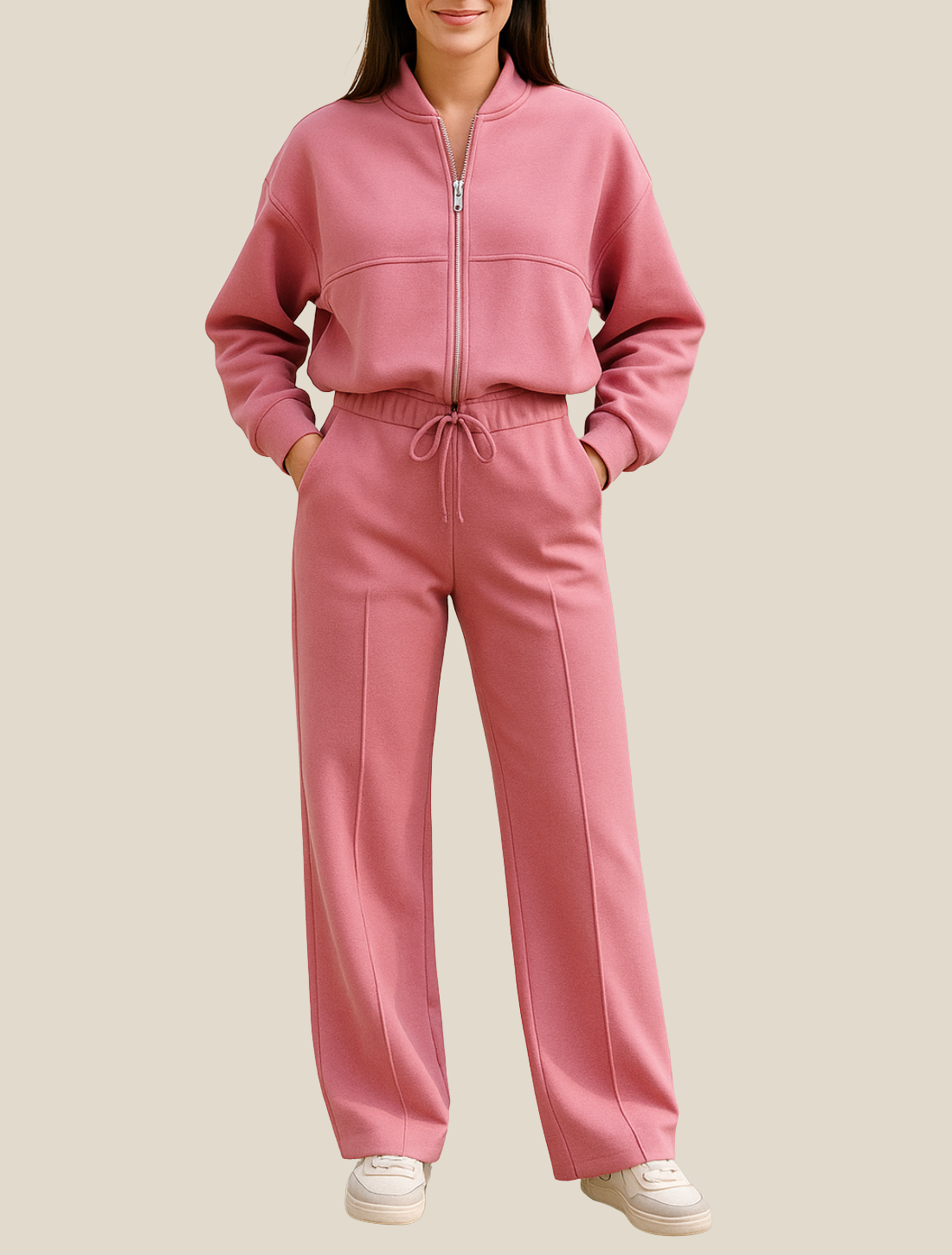 Women’s Two-Piece Tracksuit Set, Zip Jacket And Pants, Casual Sportswear Outfit