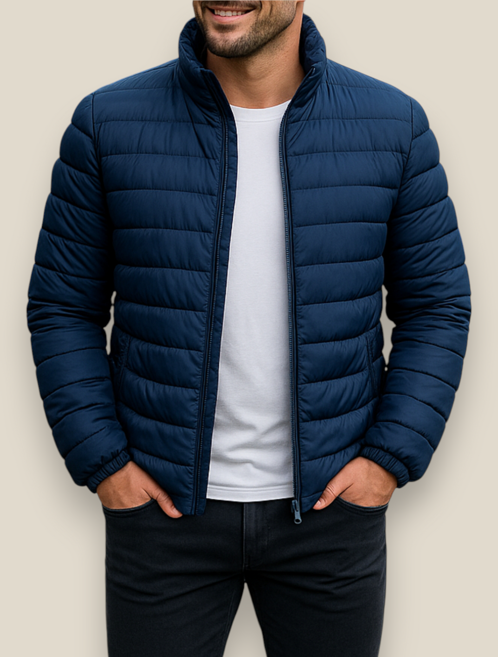 Men’s Down Puffer Jacket, Winter Padded Casual Windbreaker Coat, Thick Warm Overcoat