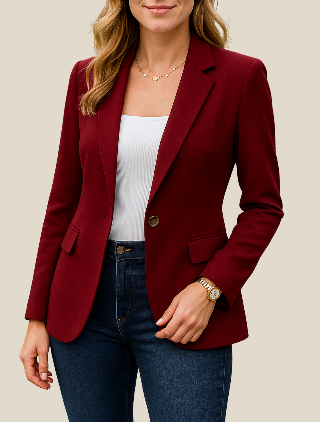 Women’s Blazer Jacket, Elegant Long Sleeve Business Coat, Smart Casual Workwear