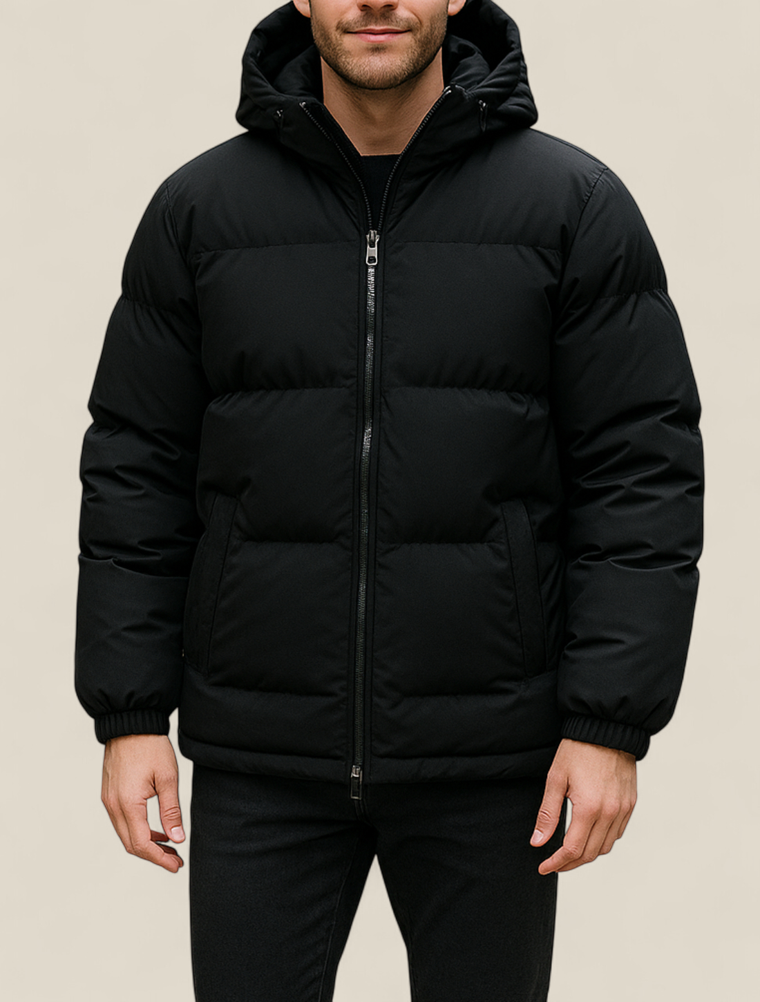 Men’s Hooded Puffer Jacket, Thick Padded Winter Coat, Warm Casual Parka