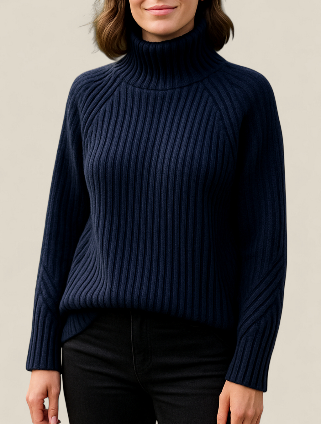 Women’s Turtleneck Knitted Jumper, Elegant Long Sleeve Sweatshirt, Winter Casual Blouse
