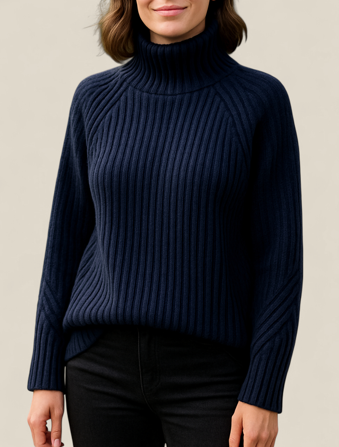 Women’s Turtleneck Knitted Jumper, Elegant Long Sleeve Sweatshirt, Winter Casual Blouse