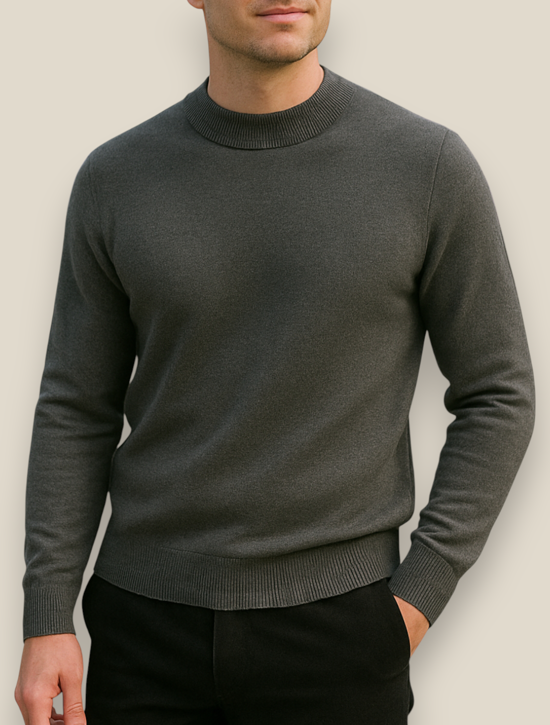 Men’s Half Turtleneck Jumper, Warm Knit Sweater, Casual High Neck Pullover
