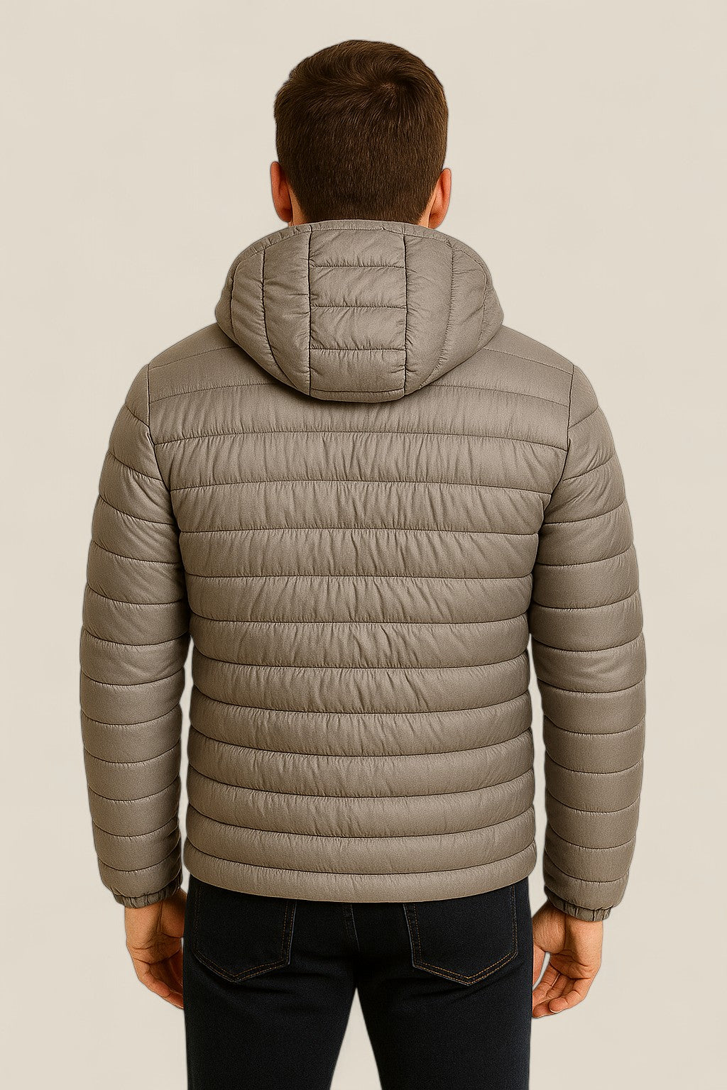 Men’s Lightweight Down Jacket, Slim Fit Hooded Puffer Coat