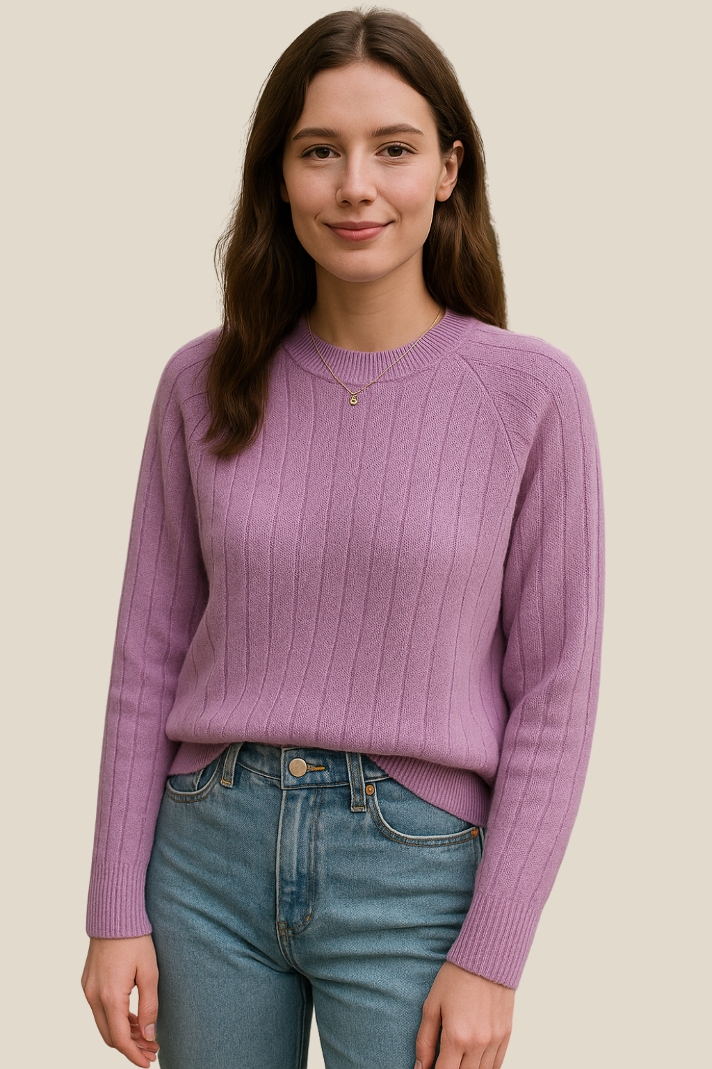 Women’s Knitted Long Sleeve Jumper, Crewneck Pullover, Relaxed Fit Sweatshirt