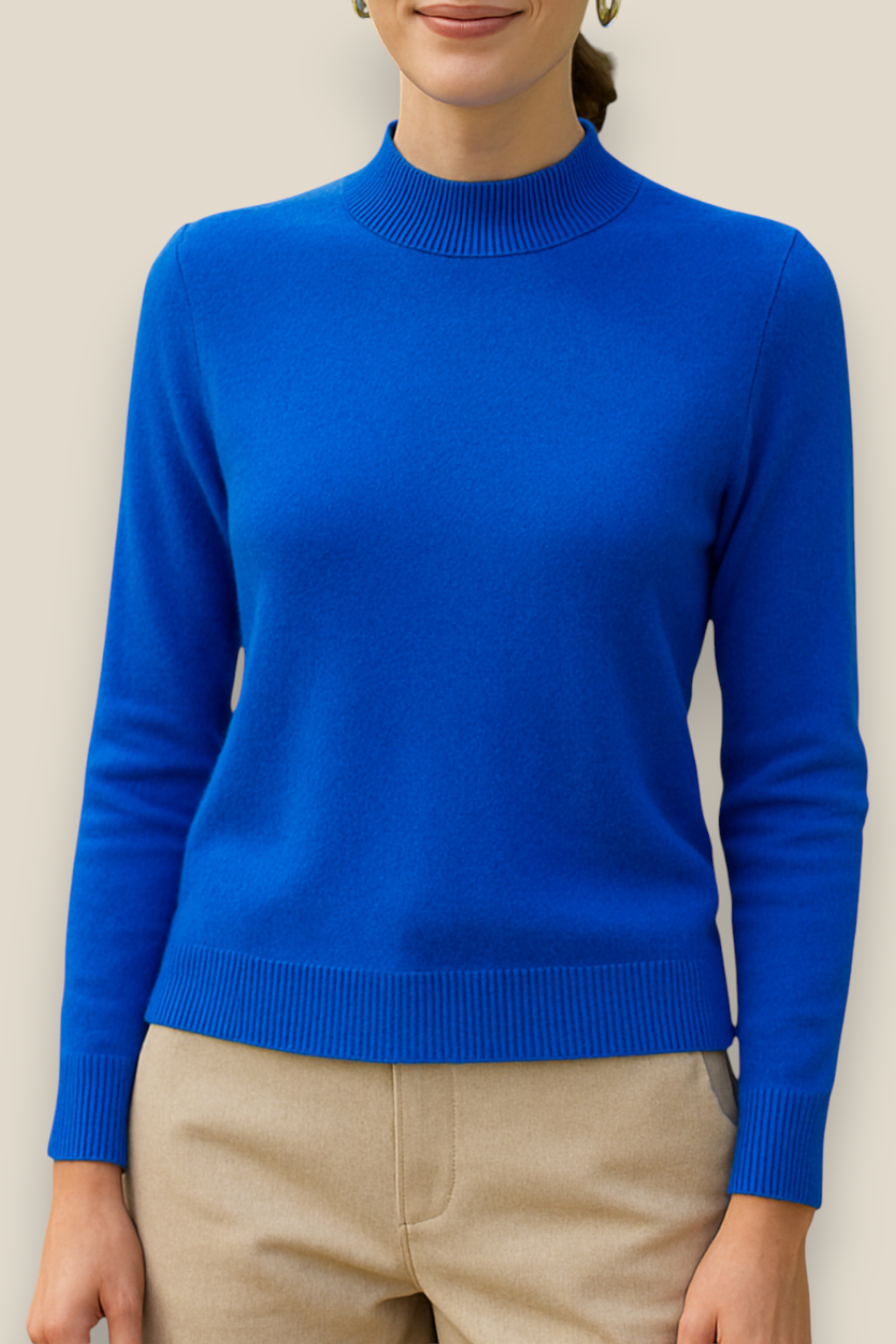 Women’s Merino Wool Jumper - Soft Knit Mock Neck Pullover Sweater